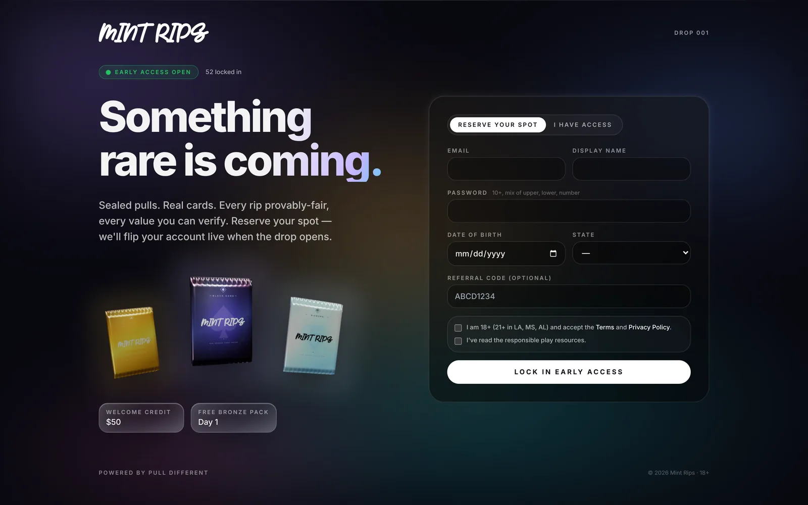 Mint Rips website on desktop
